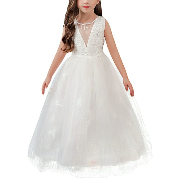 Girl Flower Lace Dress Toddlers Pageant Wedding Bridesmaid Party Tutu Prom Gown